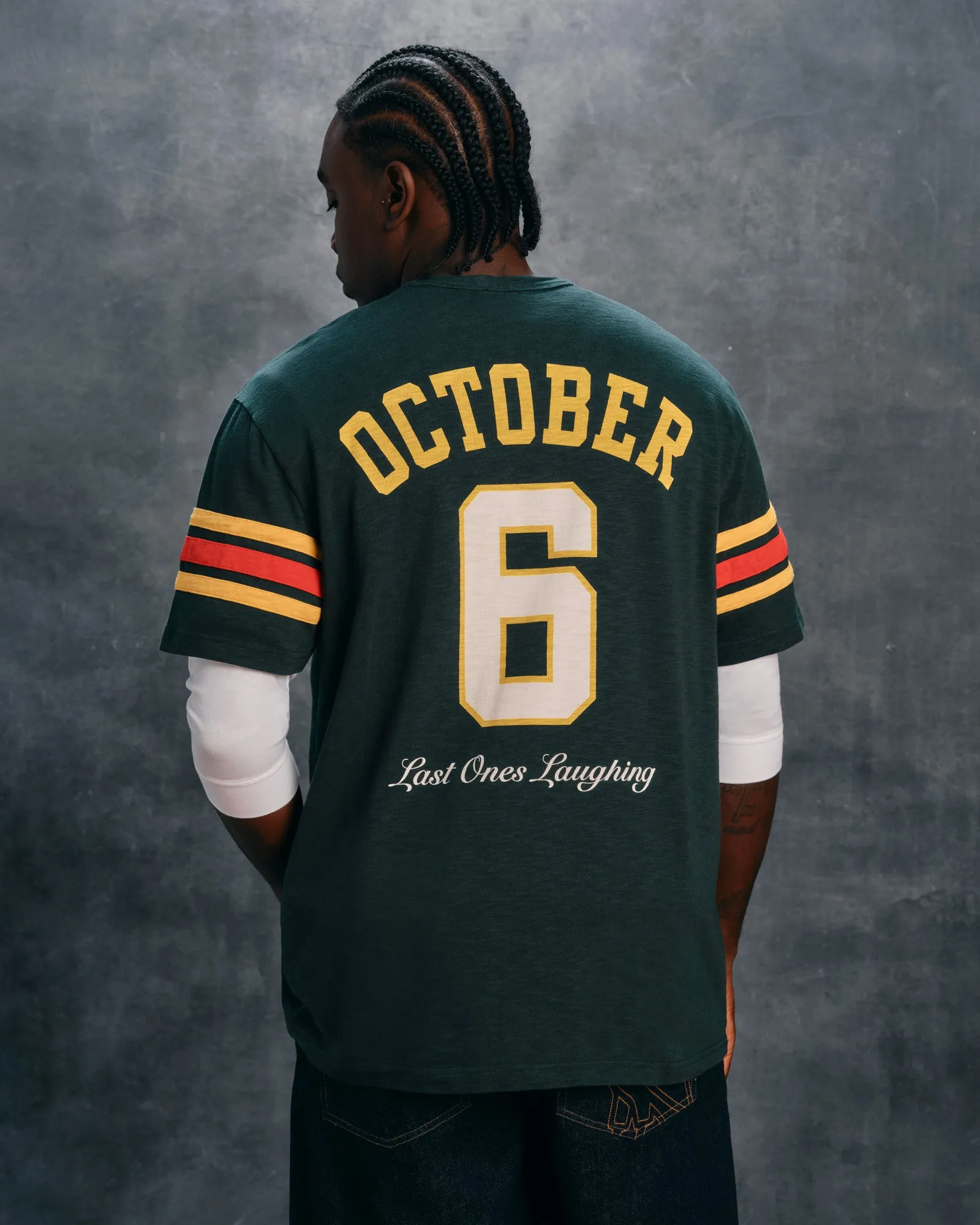 Last Ones Laughing Football Tee - Midnight Green sold by OVO product image thumbnail 2
