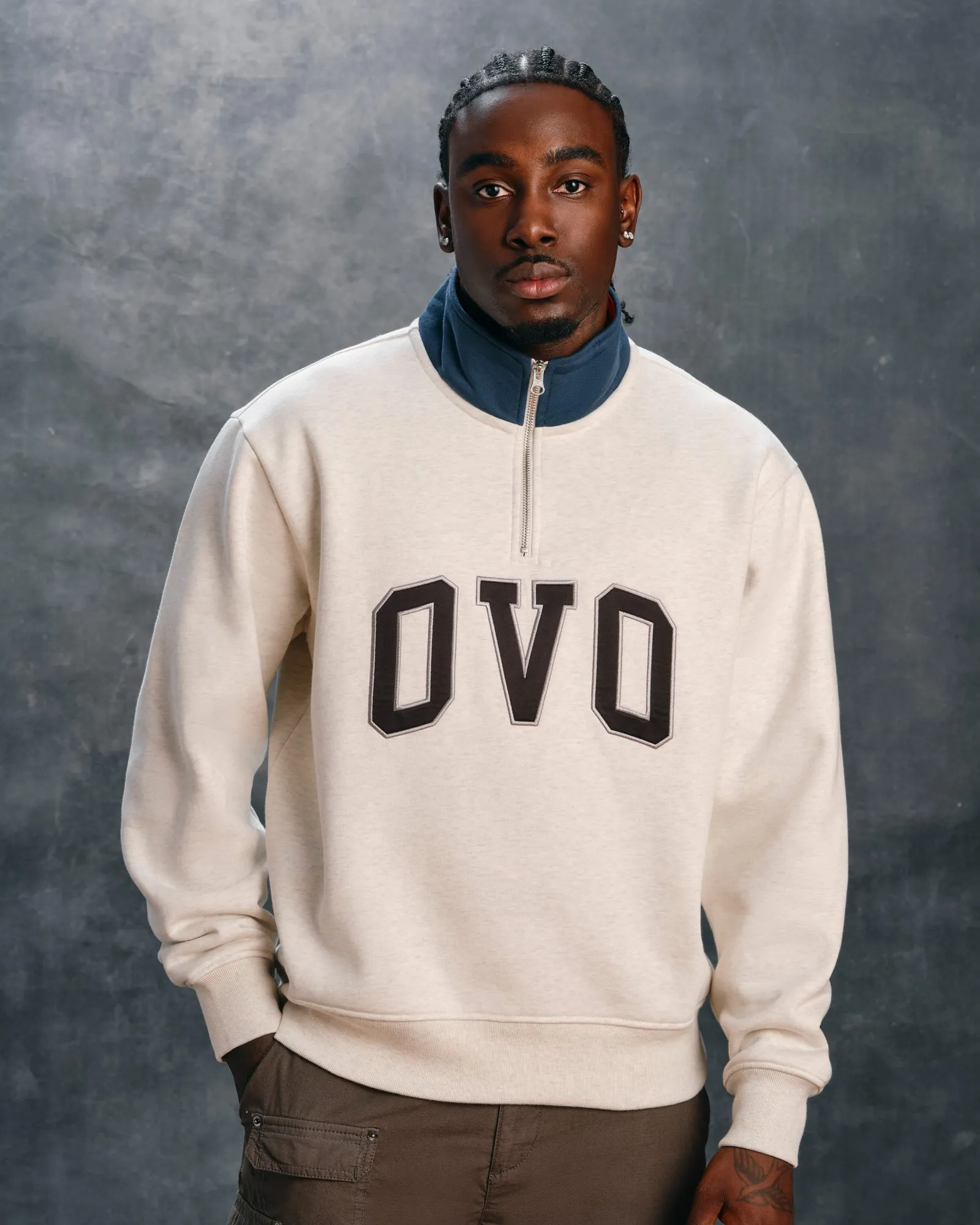 Arch OVO Quarter-Zip Mock Neck - Ash Heather Grey sold by OVO product image thumbnail 2