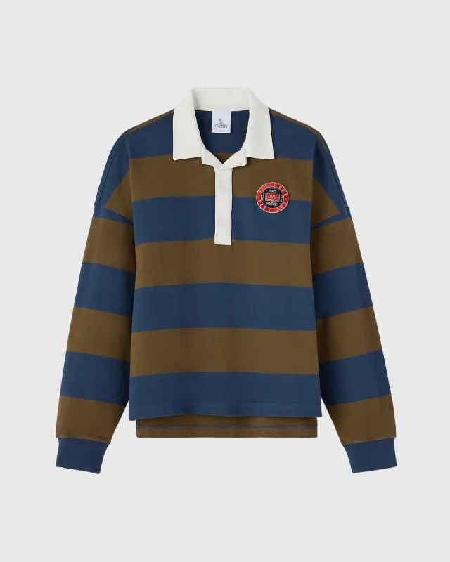 Striped Rugby Polo - Starling / Moss sold by OVO