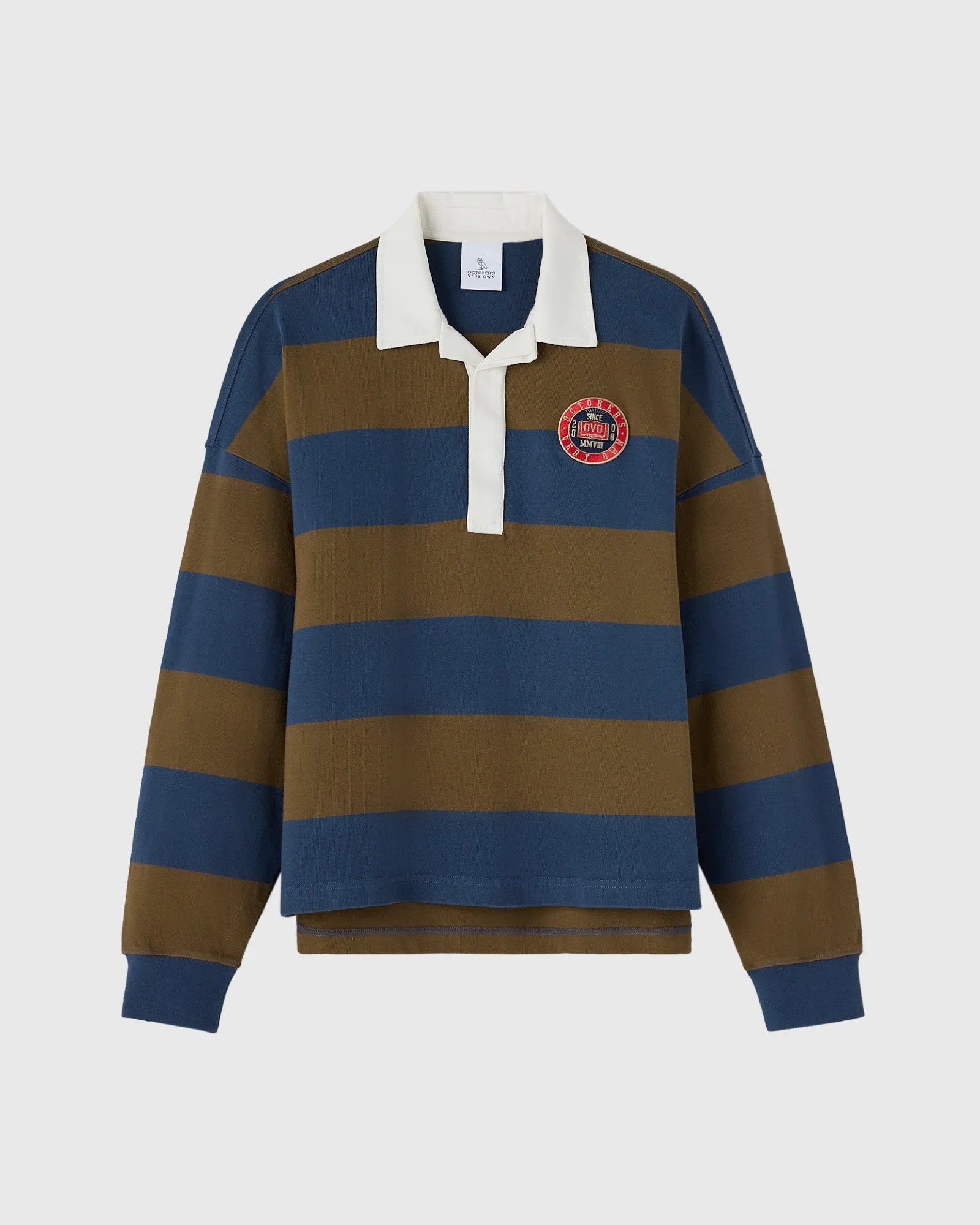 Striped Rugby Polo - Starling / Moss sold by OVO
