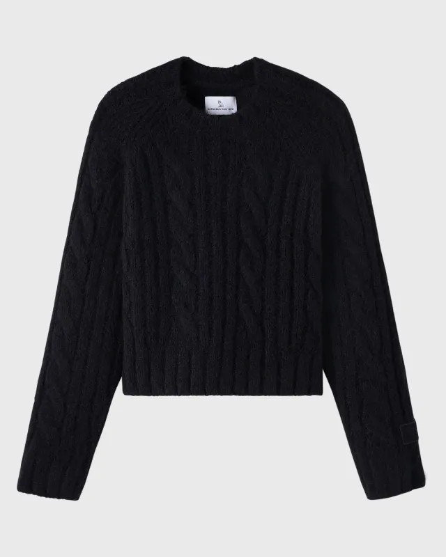 Cropped Cableknit Sweater - Black sold by OVO