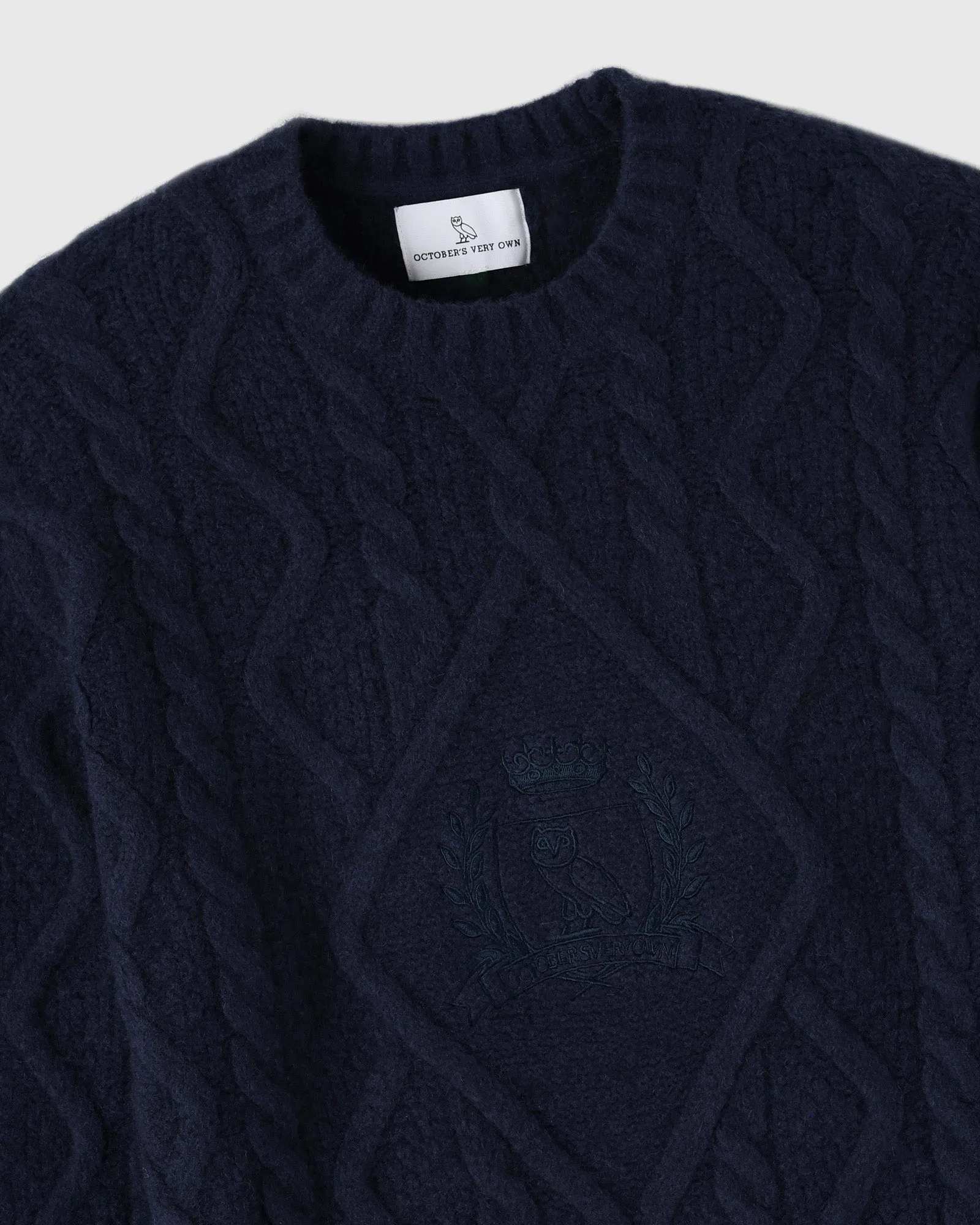 Cable Knit Sweater With Crest - Navy sold by OVO product image thumbnail 2