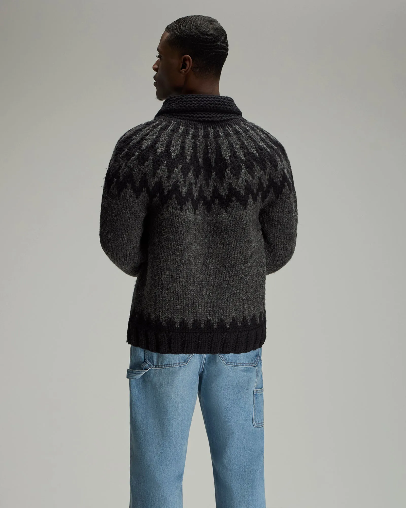Canadian Sweater Company Hand Knit Cardigan - Dark Grey/Black sold by OVO product image thumbnail 4