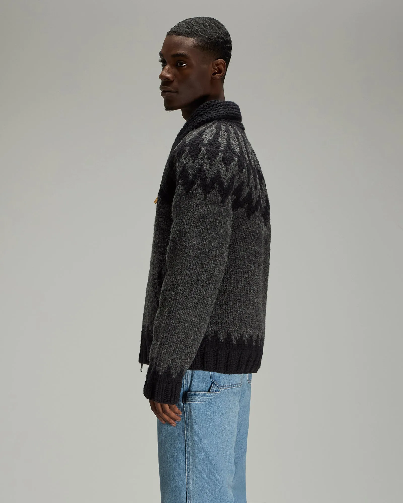 Canadian Sweater Company Hand Knit Cardigan - Dark Grey/Black sold by OVO product image thumbnail 3