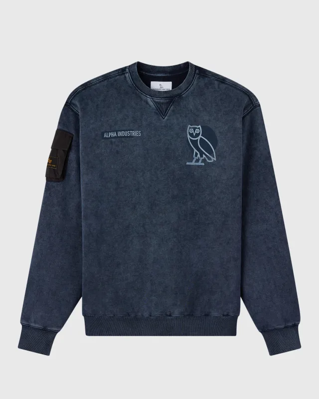Alpha Industries Garment Dyed Crewneck - Replica Blue sold by OVO