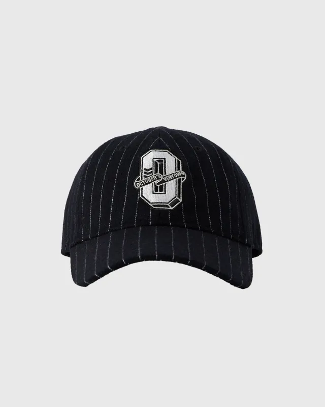 Varsity O Pinstripe Cap - Black Pinstripe sold by OVO