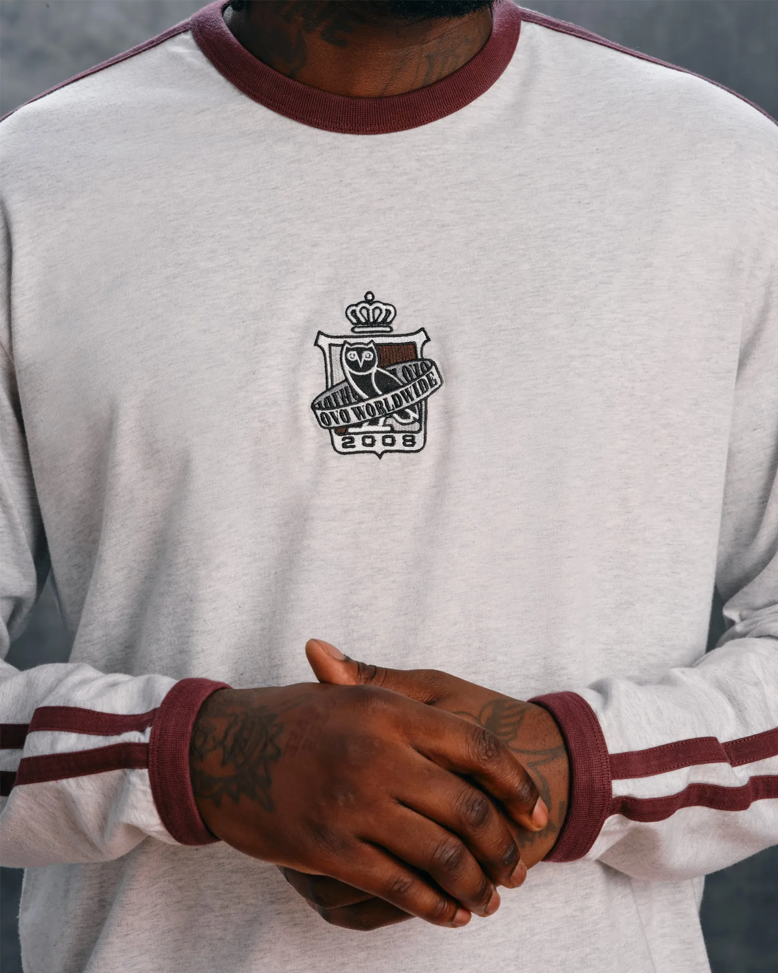 Crest Long-Sleeve Tee - Ash Heather Grey sold by OVO product image thumbnail 3