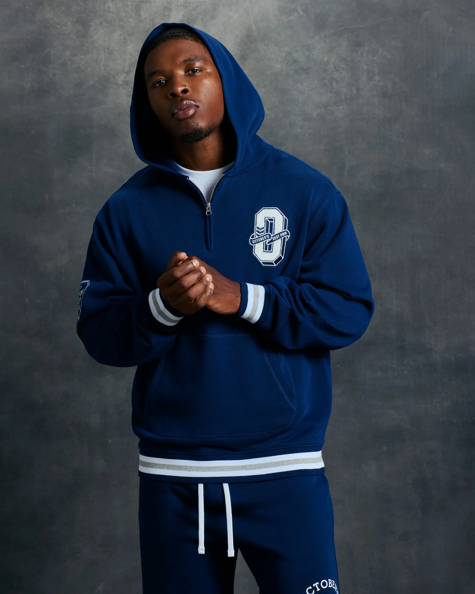 Varsity O Quarter-Zip Hoodie - Navy sold by OVO product image thumbnail 4