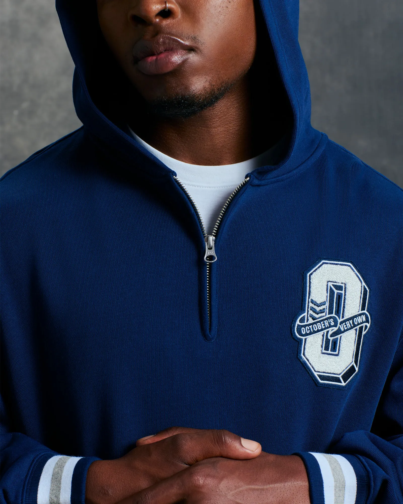 Varsity O Quarter-Zip Hoodie - Navy sold by OVO product image thumbnail 5