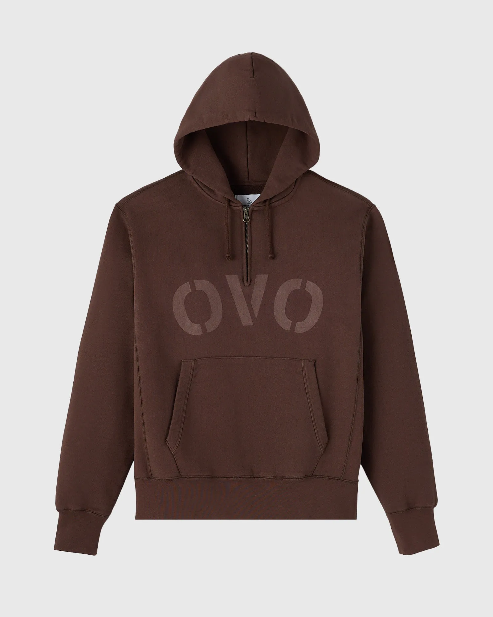 Garment Dyed Quarter-Zip Hoodie - Brown sold by OVO
