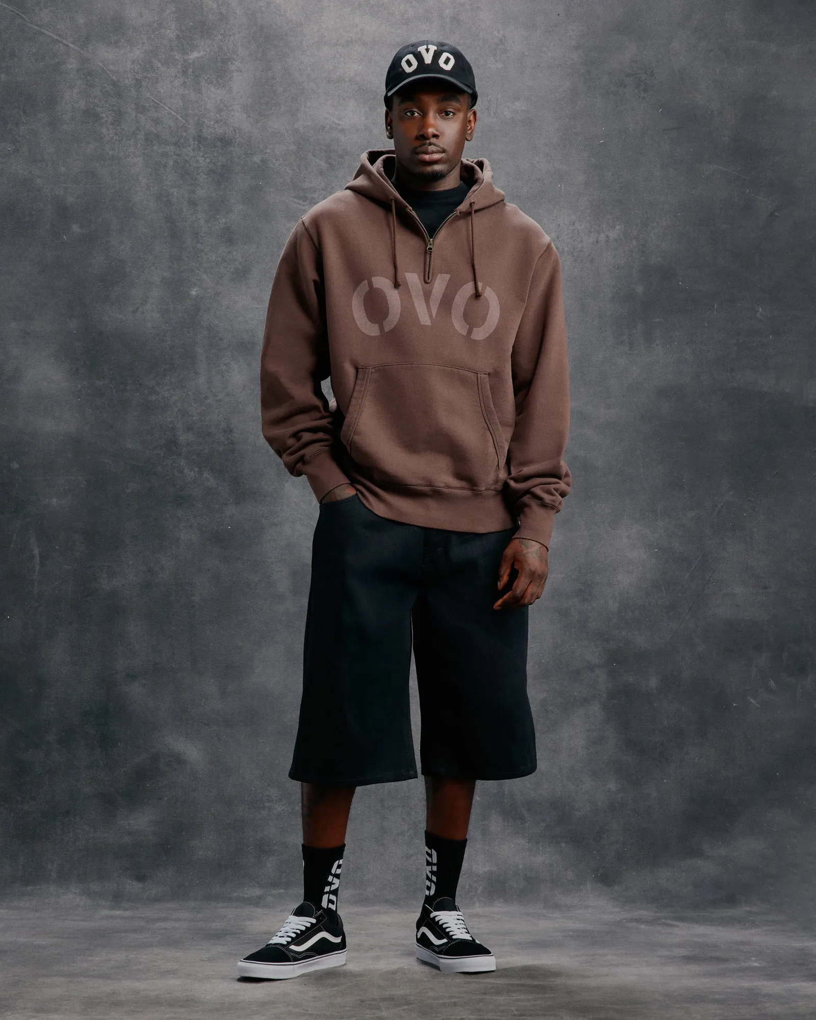 Garment Dyed Quarter-Zip Hoodie - Brown sold by OVO product image thumbnail 2