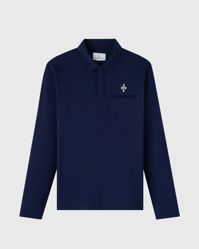 Pom Pom Long-Sleeve Polo - Navy sold by OVO