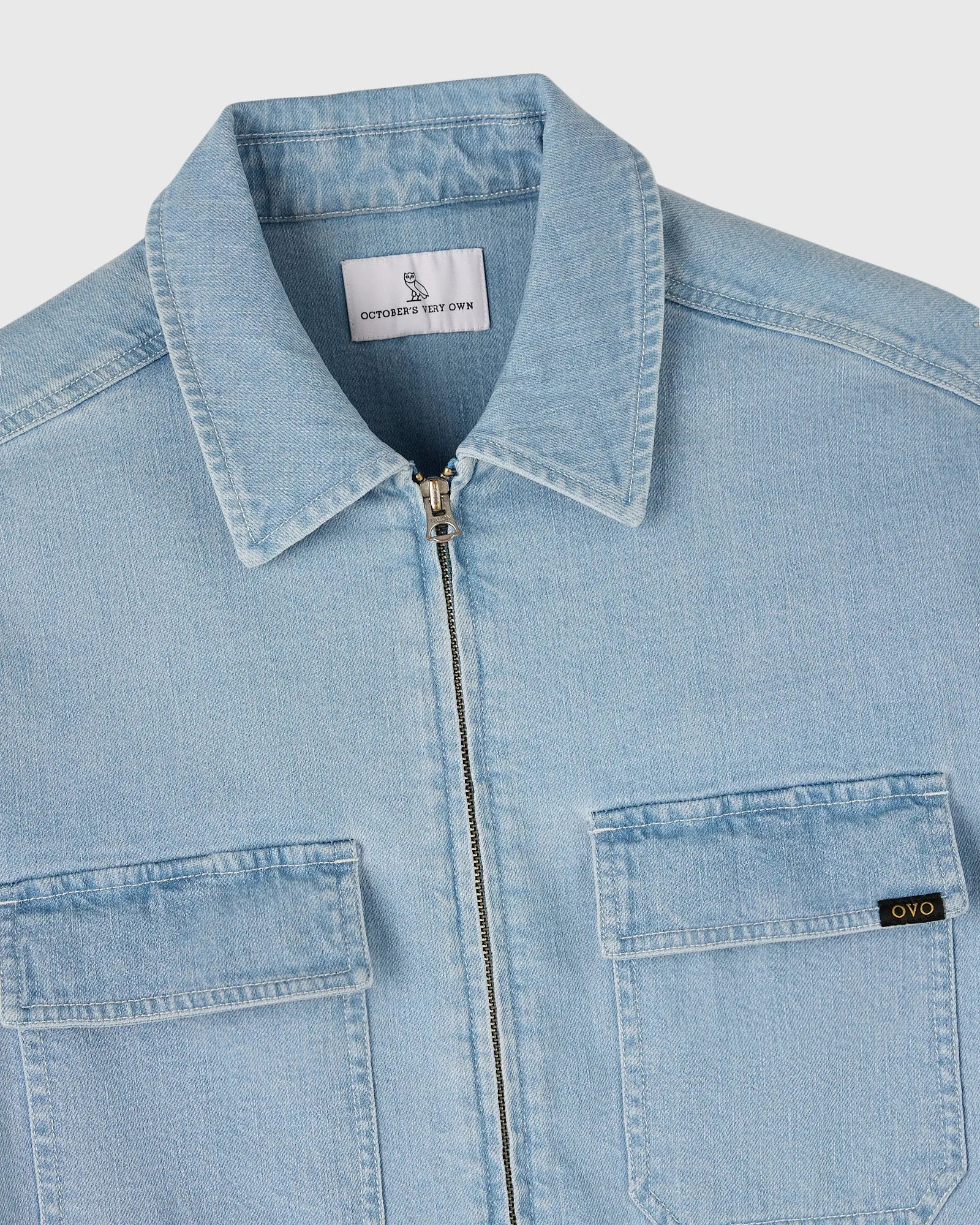 Denim Zip-Up Shirt - Washed Denim sold by OVO product image thumbnail 5