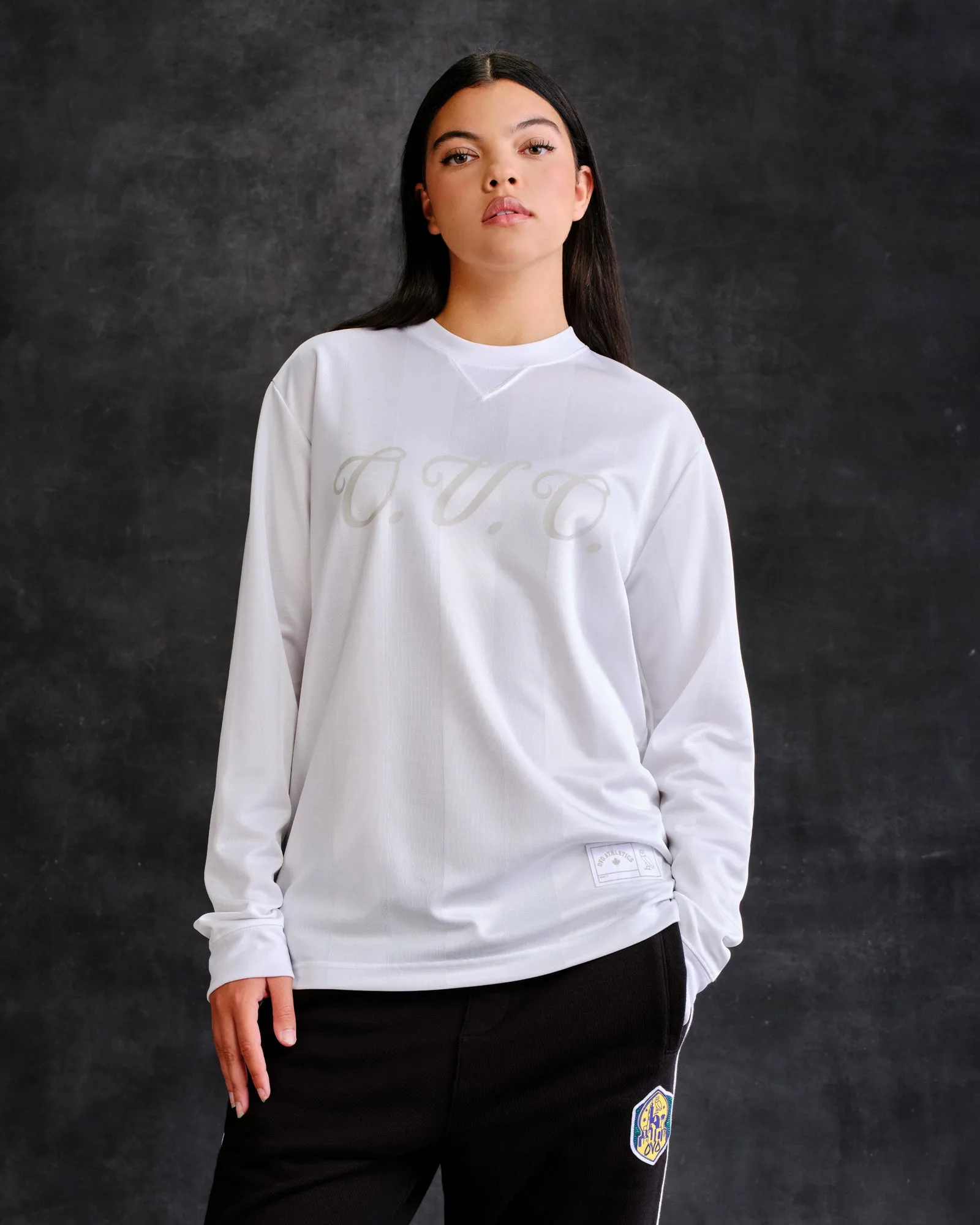 Retro Script Long-Sleeve Soccer Jersey - White sold by OVO product image thumbnail 3