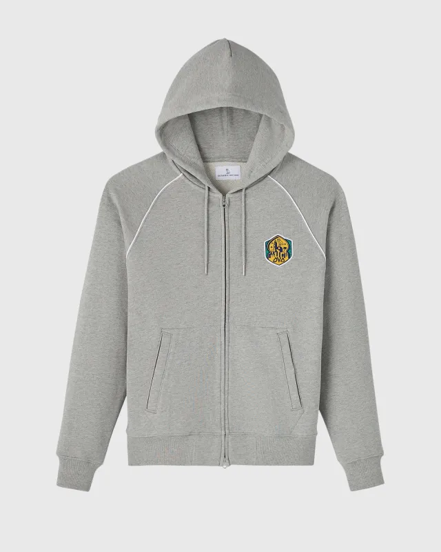 Full-Zip Raglan Hoodie - Heather Grey sold by OVO