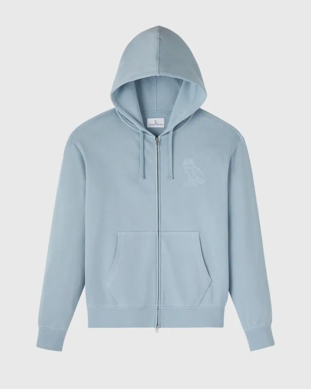 Tonal Stitch Full-Zip Hoodie - Light Blue sold by OVO