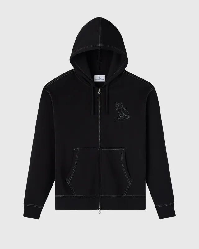 Tonal Stitch Full-Zip Hoodie - Black sold by OVO