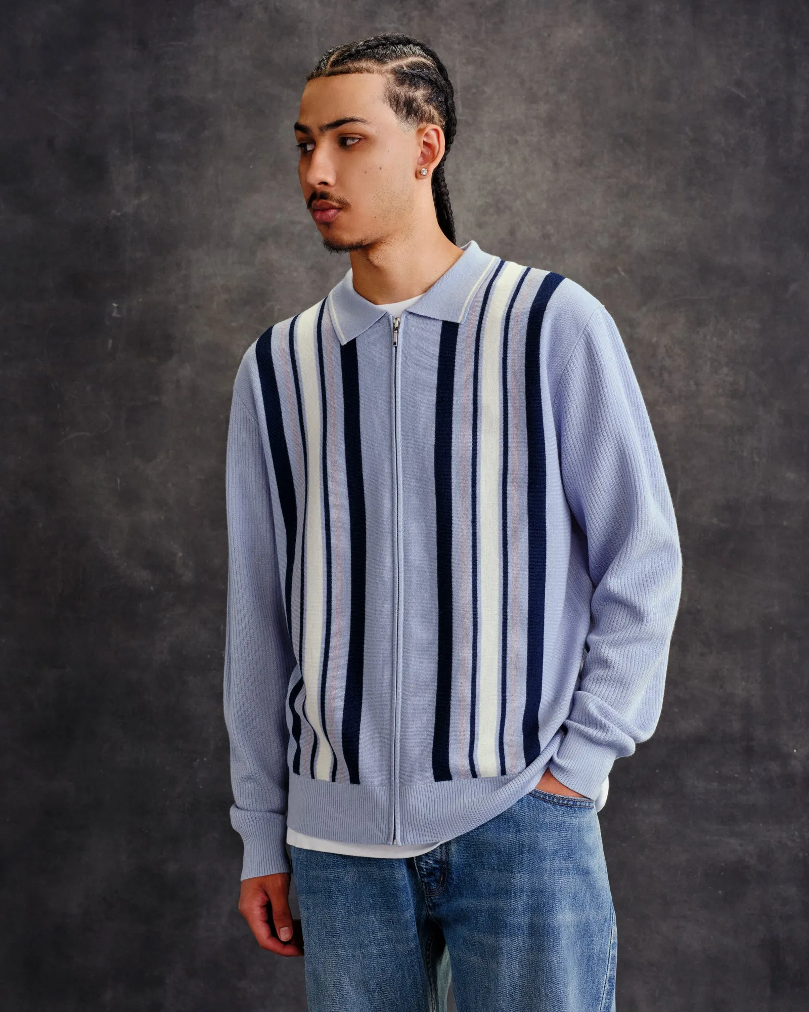 Lightweight Merino Full-Zip Cardigan - Light Blue sold by OVO product image thumbnail 3