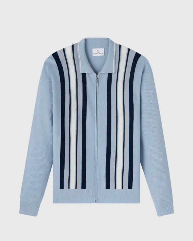 Lightweight Merino Full-Zip Cardigan - Light Blue sold by OVO