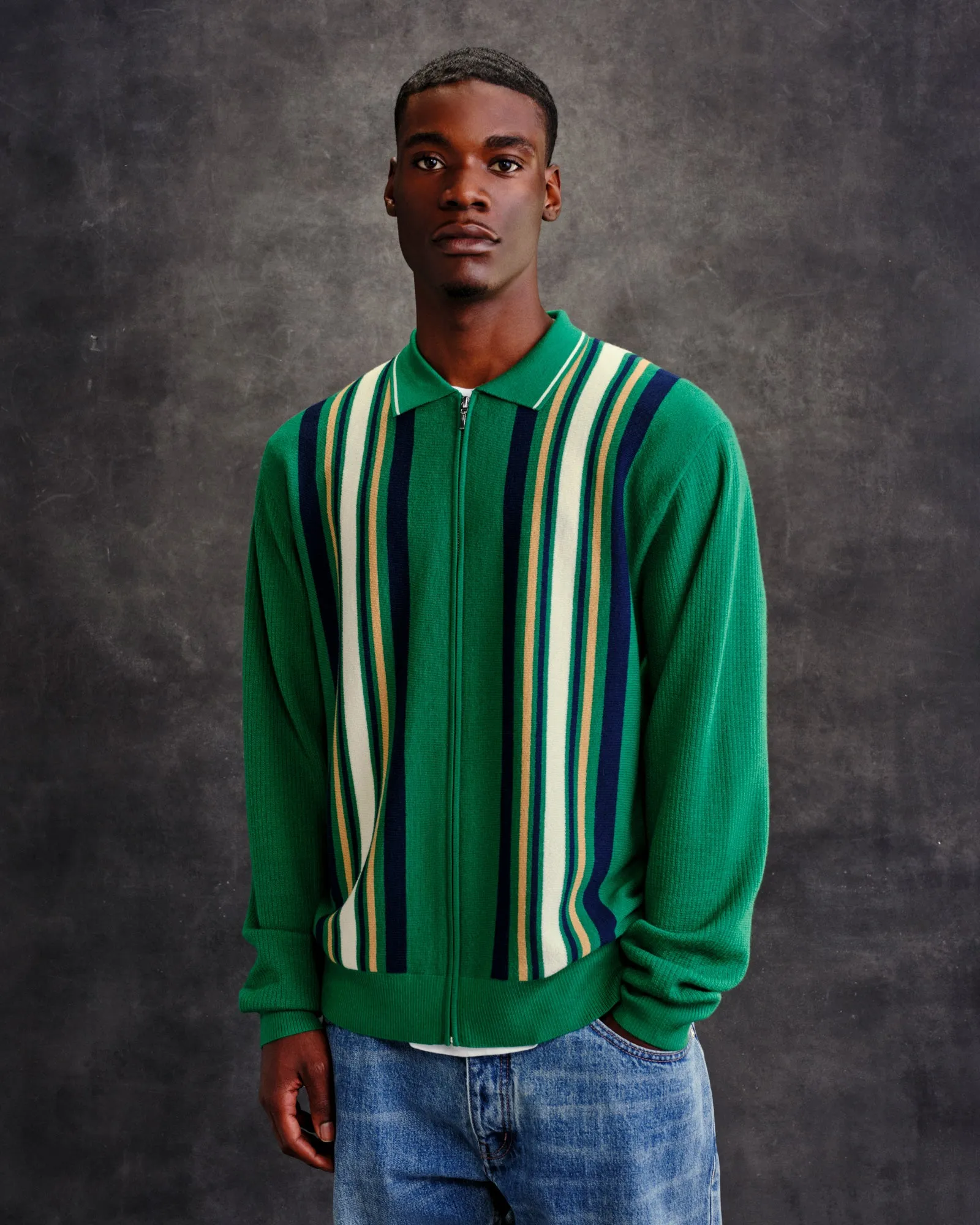 Lightweight Merino Full-Zip Cardigan - Green sold by OVO product image thumbnail 3