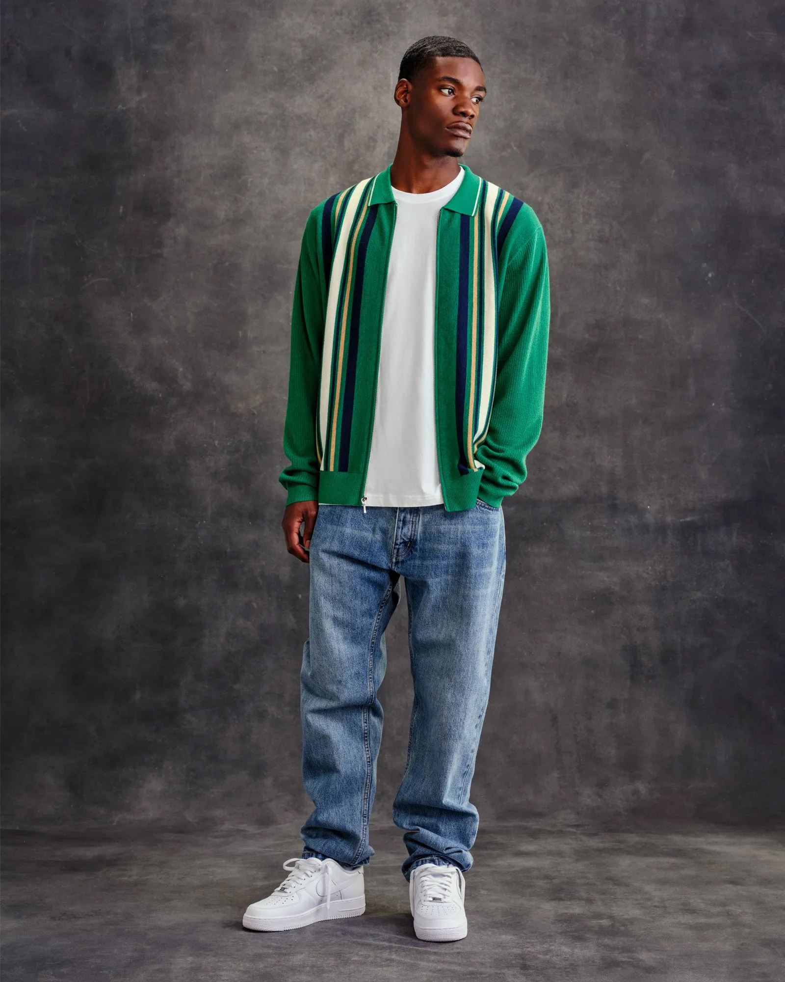 Lightweight Merino Full-Zip Cardigan - Green sold by OVO product image thumbnail 4