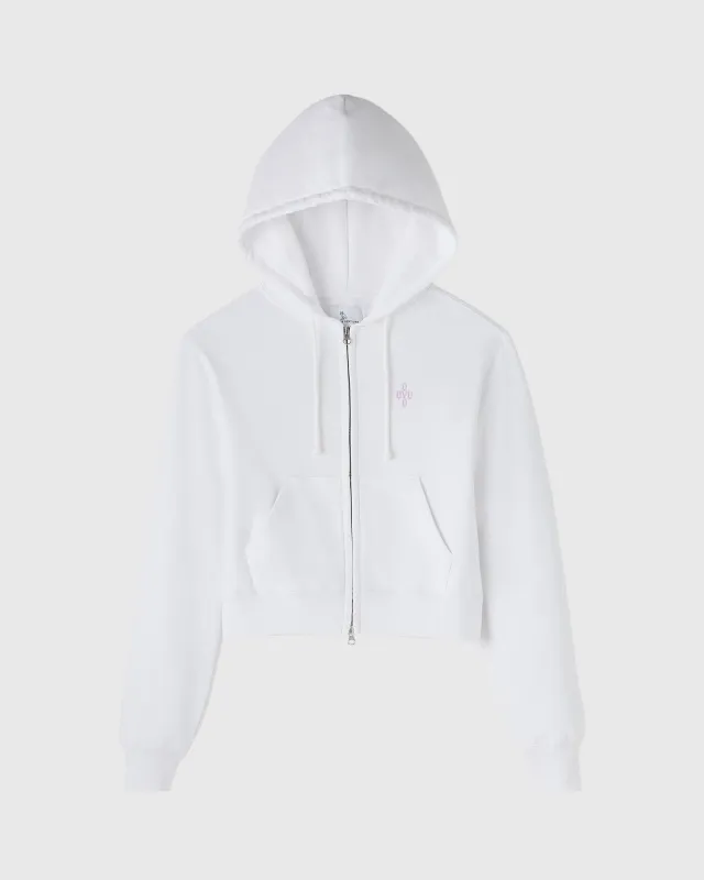 Pom Pom Full-Zip Hoodie - White sold by OVO