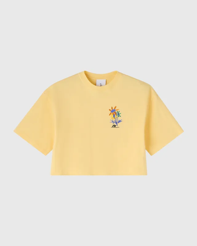Brush Stroke Flower Cropped Tee - Yellow sold by OVO