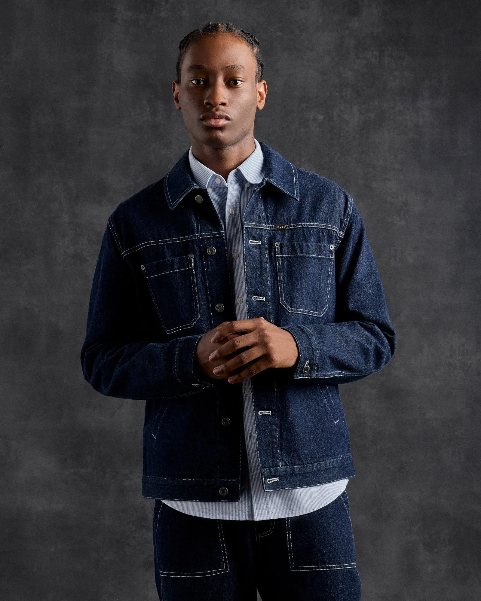 Construction Wordmark Denim Chore Jacket - Indigo sold by OVO product image thumbnail 2