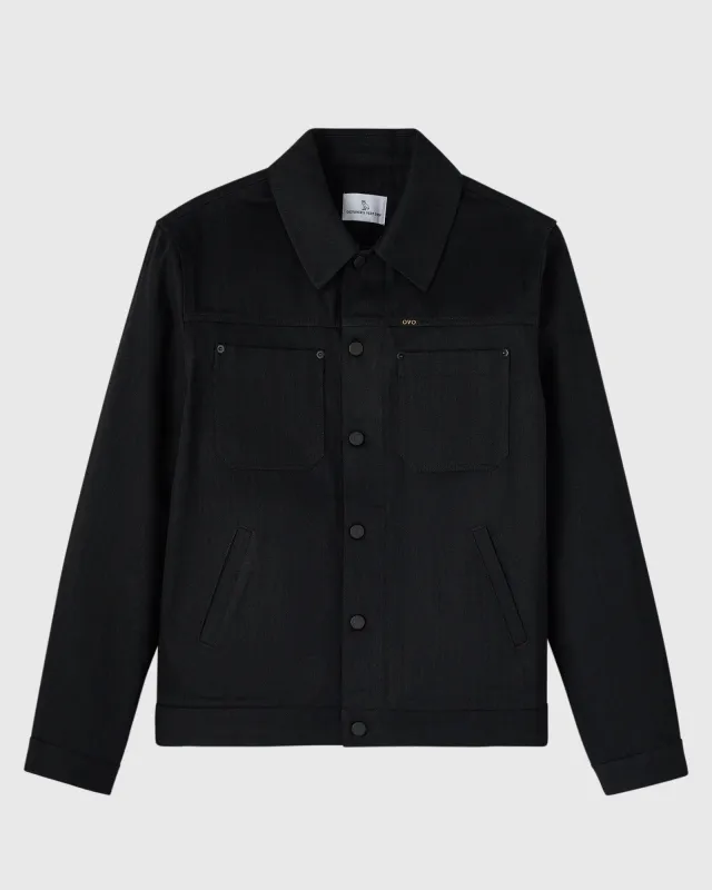 Construction Wordmark Denim Chore Jacket - Black sold by OVO