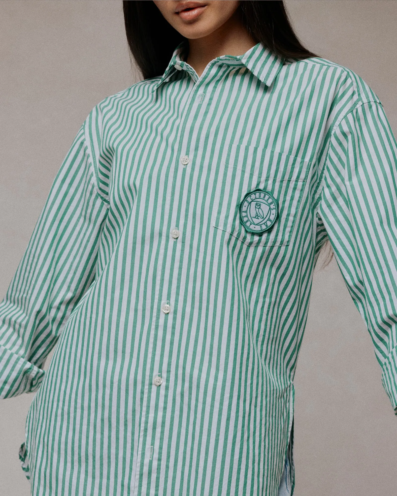 Athletics Club Poplin Striped Shirt - Green sold by OVO product image thumbnail 3