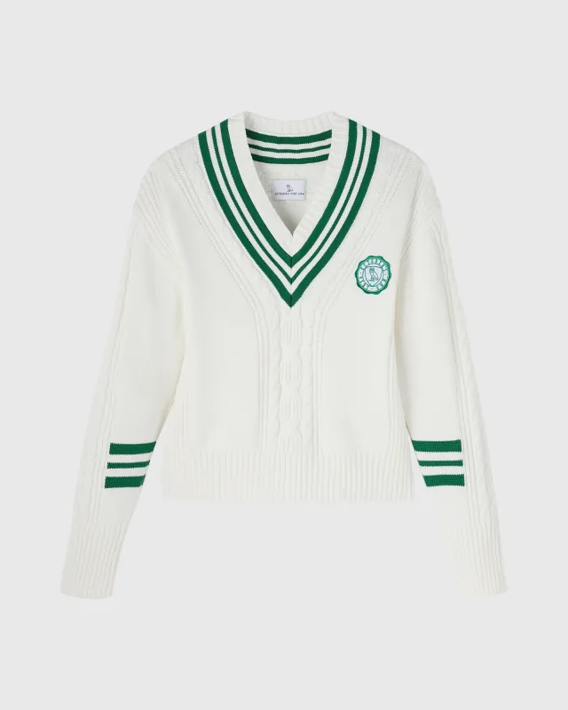 Athletics Club Cable Knit Sweater - White sold by OVO