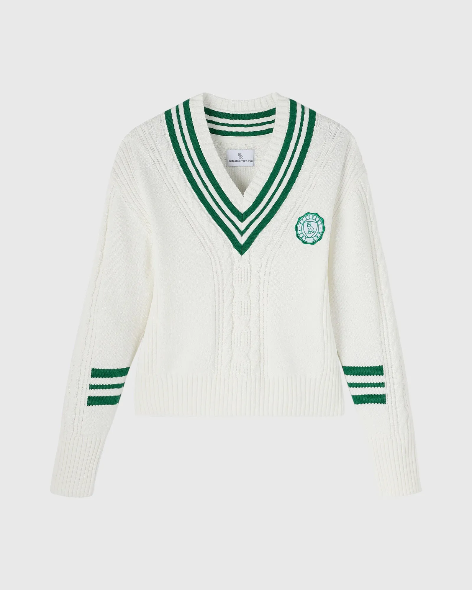 Athletics Club Cable Knit Sweater - White sold by OVO