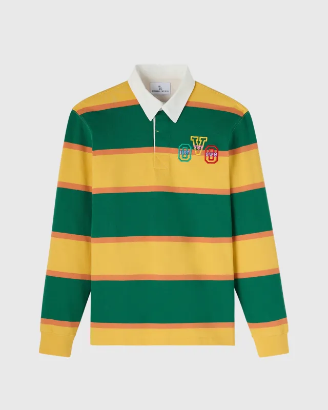 Campus Stripe Rugby Polo - Yellow/Green sold by OVO