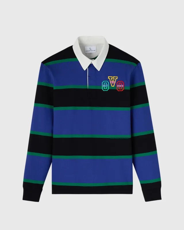Campus Stripe Rugby Polo - Black/Blue sold by OVO