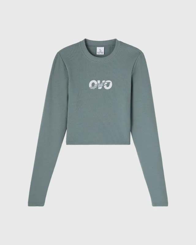 Ringtone Ribbed Long-Sleeve Tee - Light Teal sold by OVO