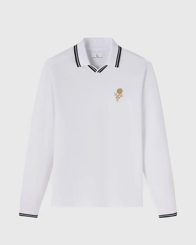 Marigold Long-Sleeve Polo - White sold by OVO