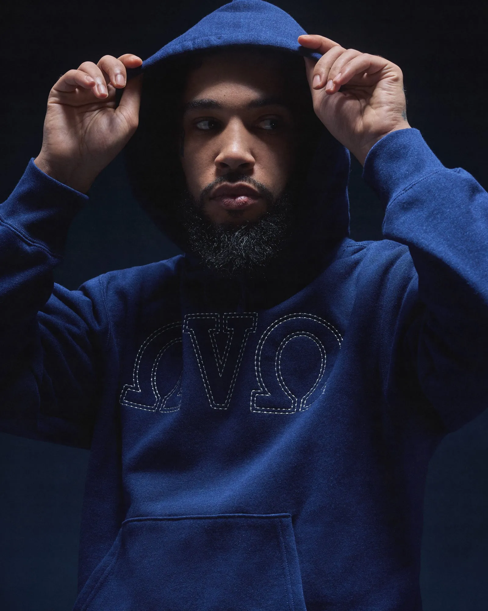Omega Contrast Stitch Hoodie - Blue sold by OVO product image thumbnail 4