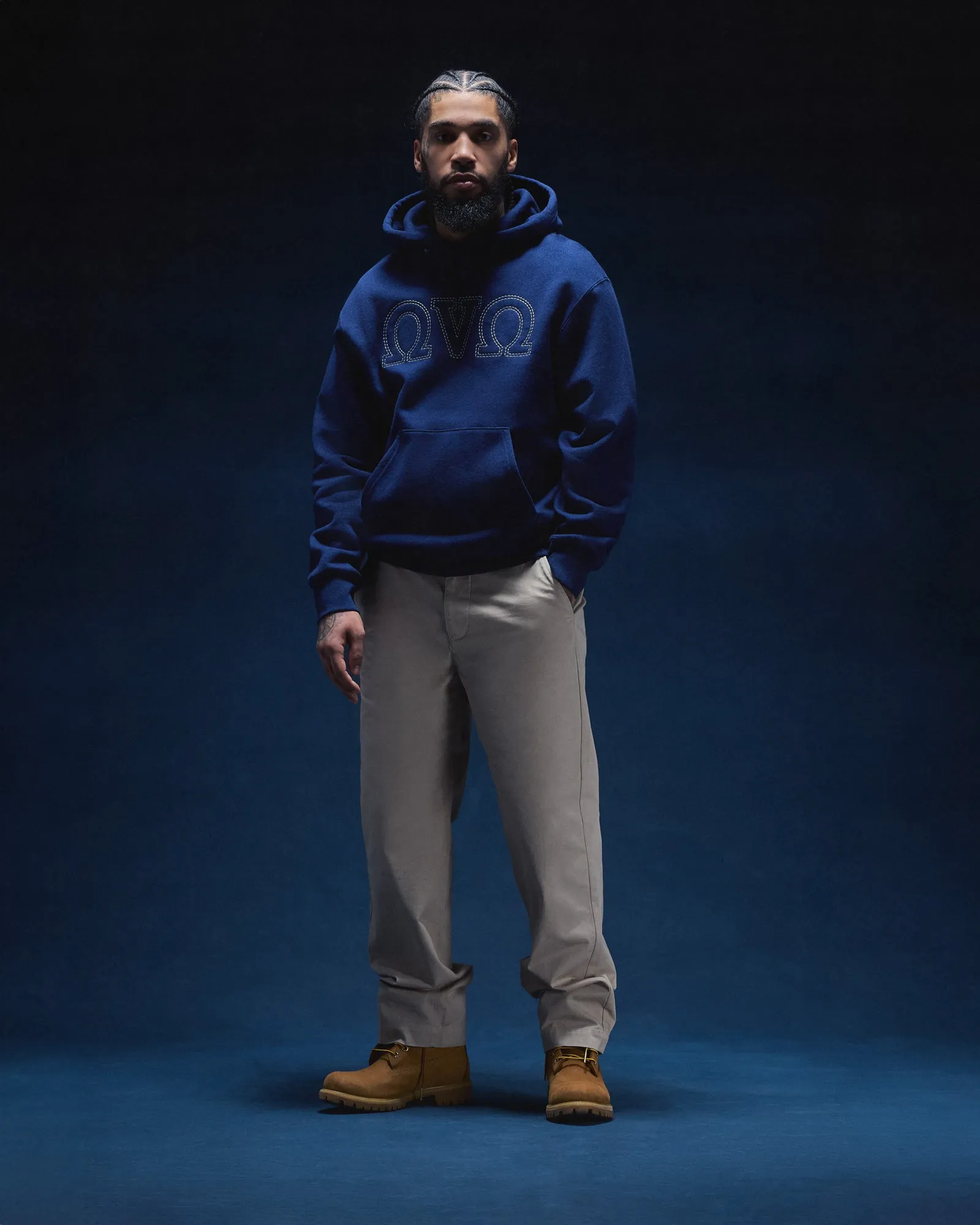 Omega Contrast Stitch Hoodie - Blue sold by OVO product image thumbnail 2