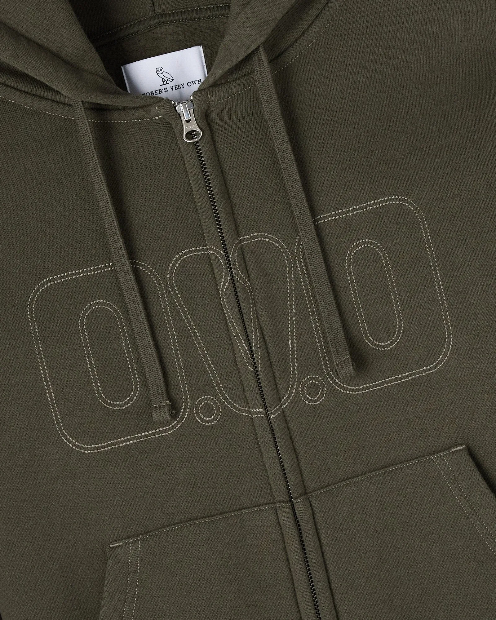 Contrast-Stitch Full-Zip Hoodie - Olive sold by OVO product image thumbnail 4