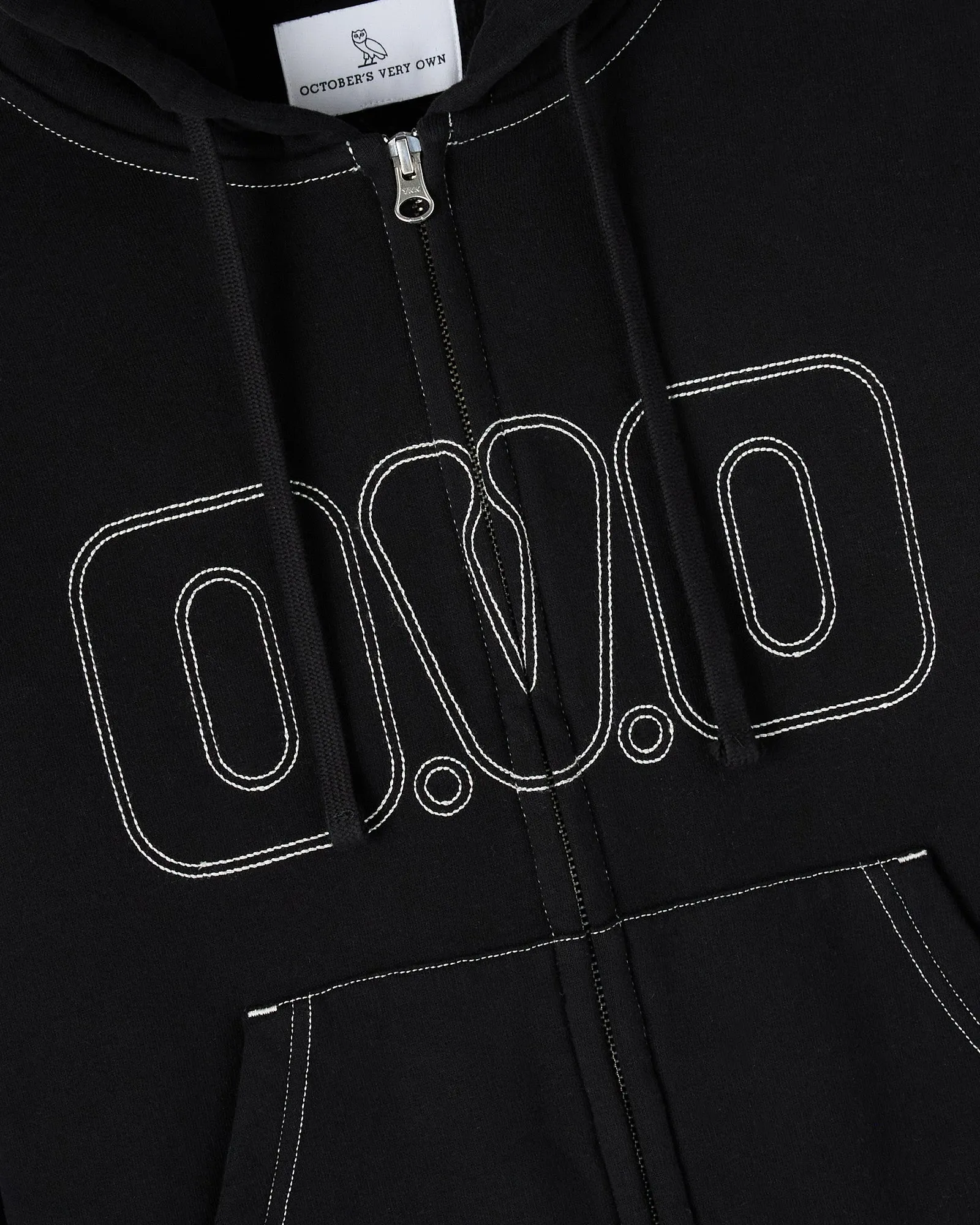 Contrast-Stitch Full-Zip Hoodie - Black sold by OVO product image thumbnail 3