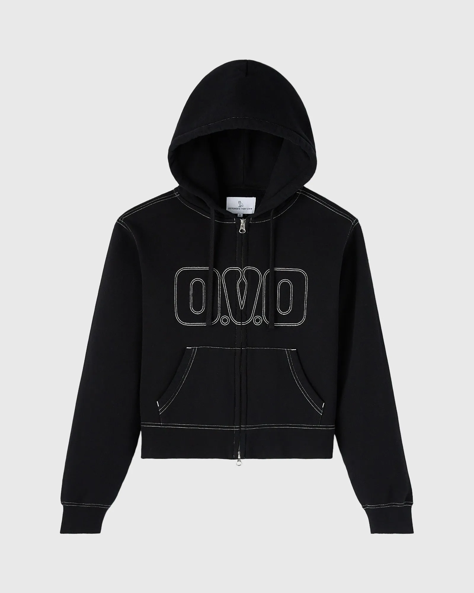 Contrast-Stitch Full-Zip Hoodie - Black sold by OVO