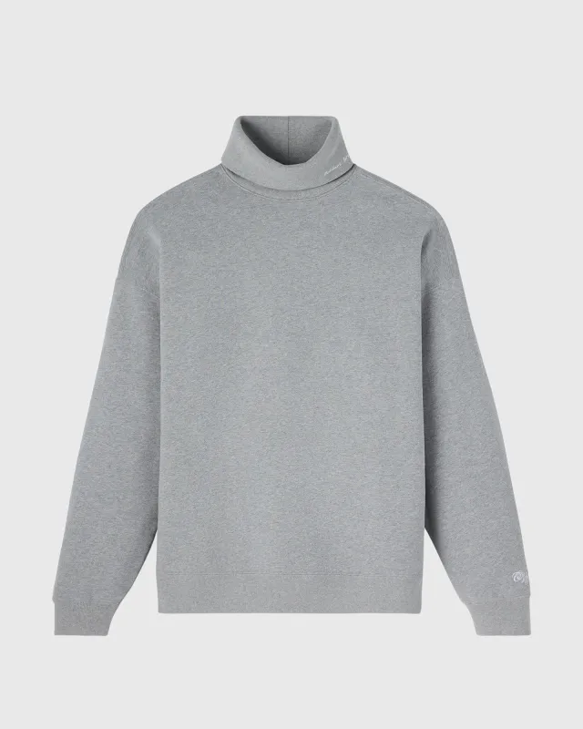 Script Fleece Turtleneck - Heather Grey sold by OVO