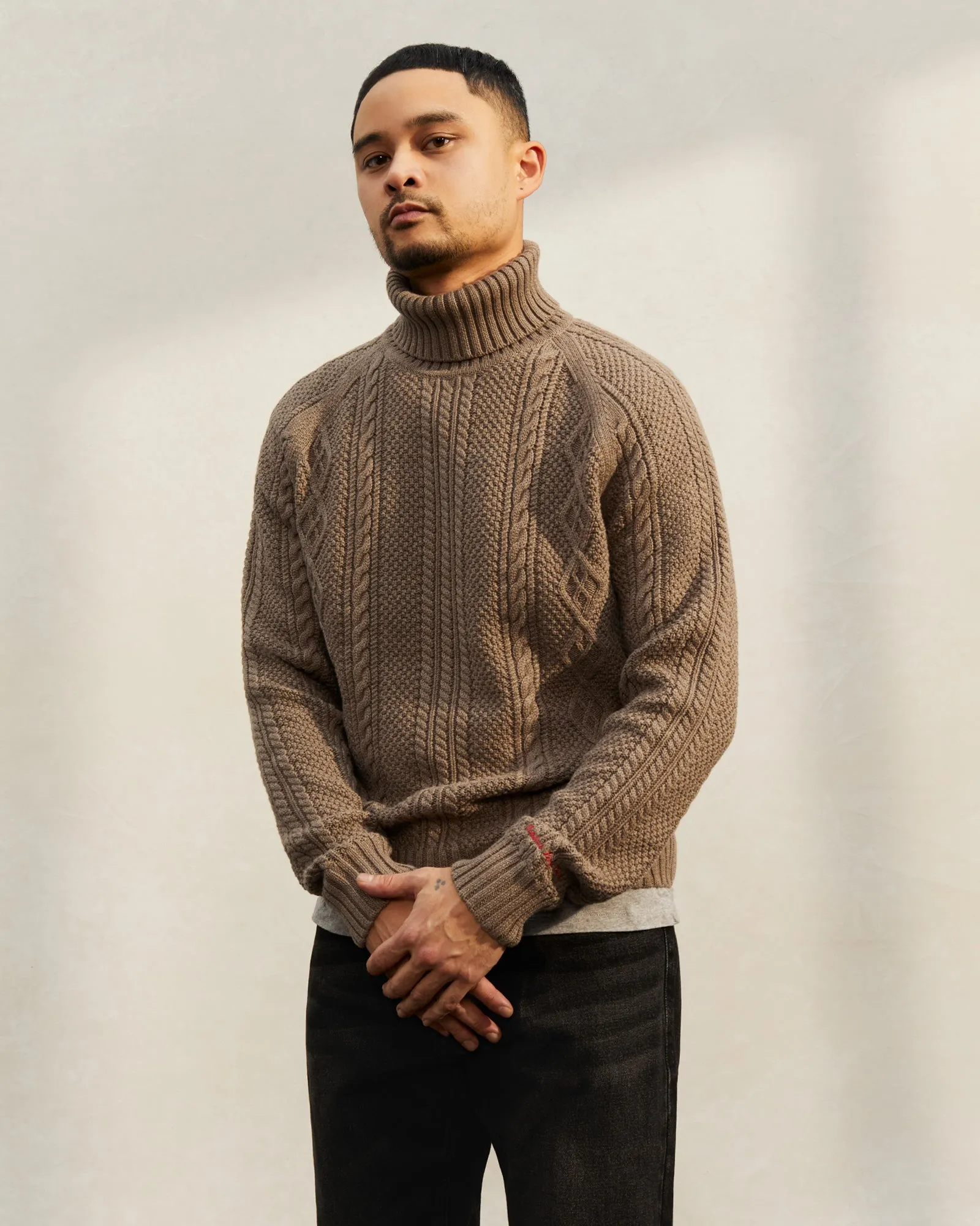 Cable Knit Turtleneck Sweater - Taupe sold by OVO product image thumbnail 2
