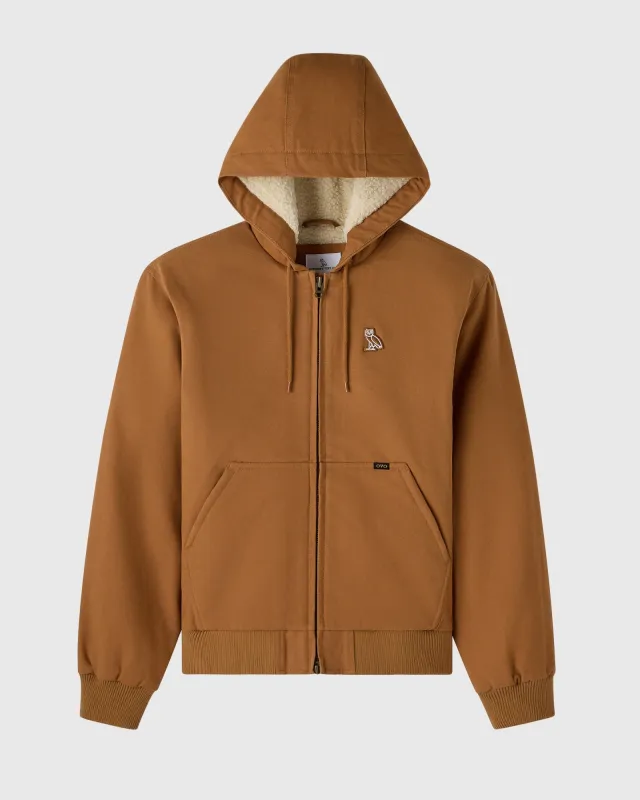 Sherpa Lined Hooded Work Jacket - Brown sold by OVO