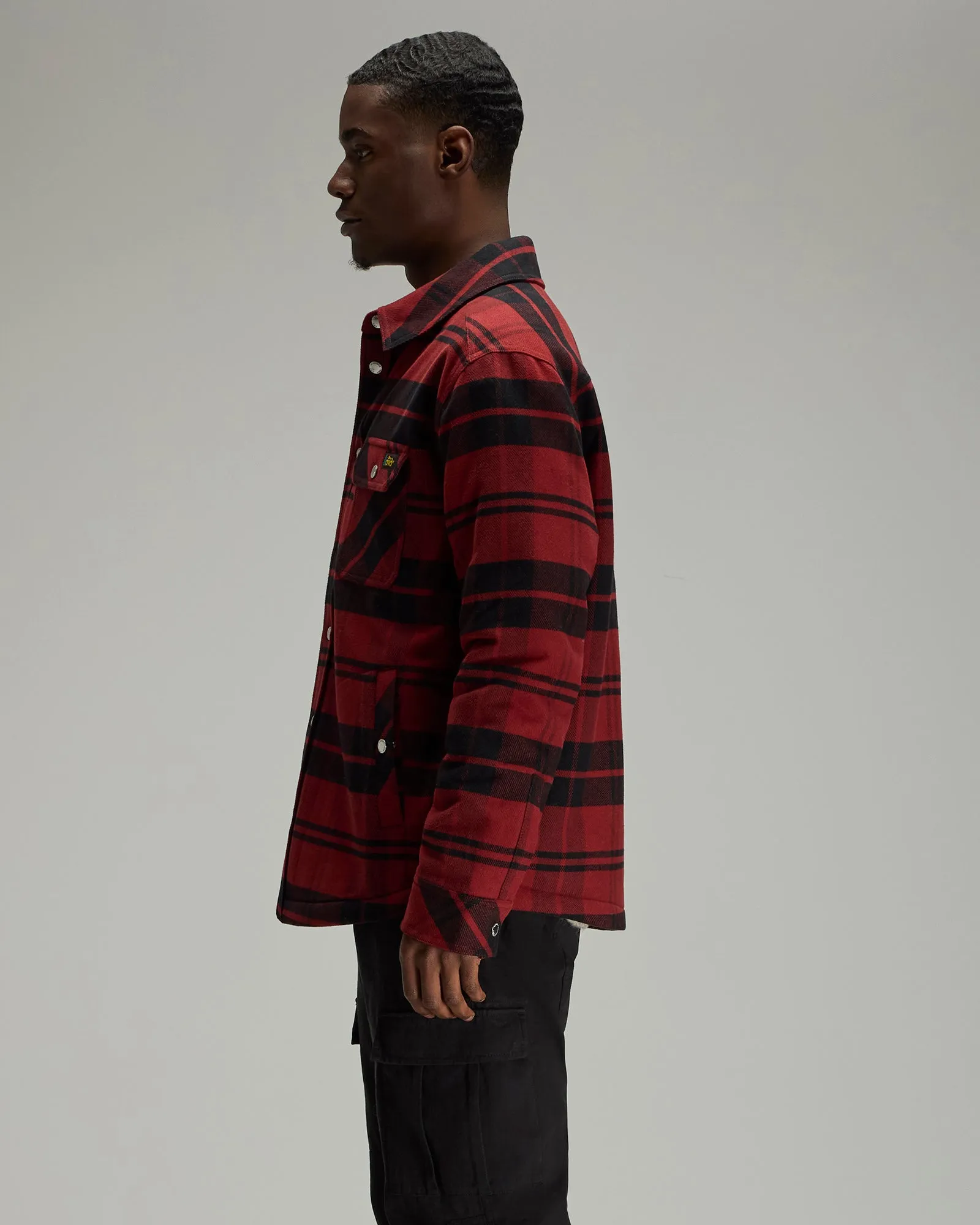 Sherpa Lined Shirt Jacket - Red Plaid sold by OVO product image thumbnail 4