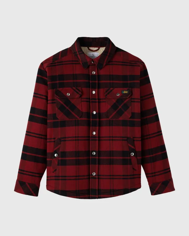 Sherpa Lined Shirt Jacket - Red Plaid sold by OVO