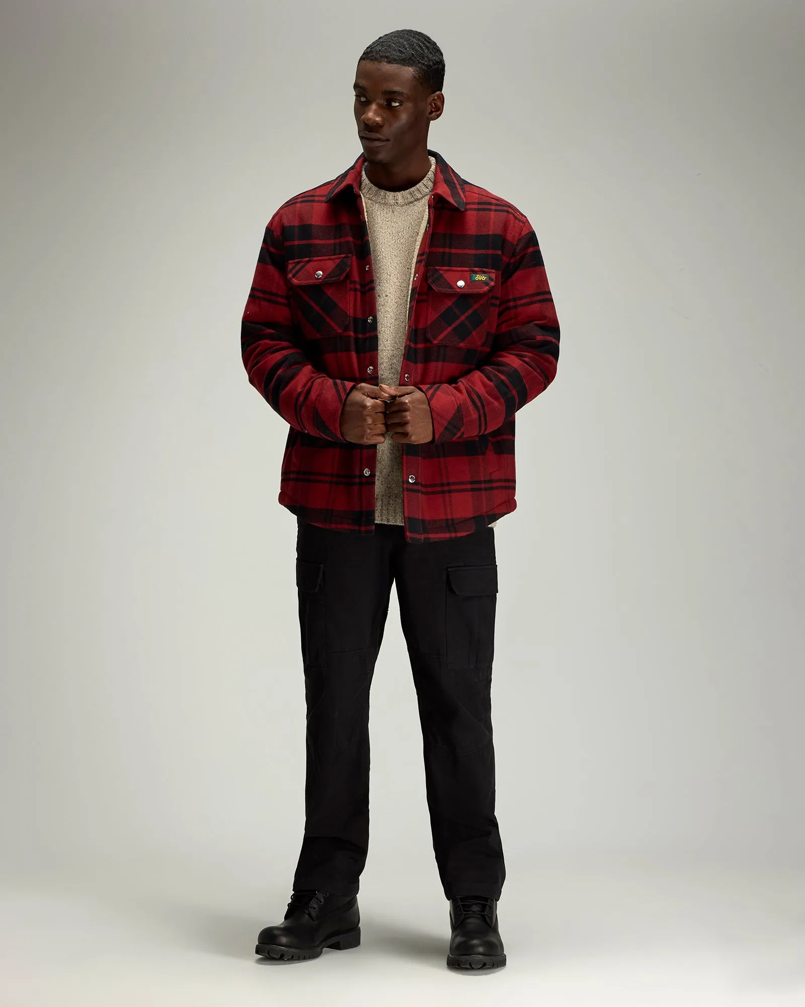 Sherpa Lined Shirt Jacket - Red Plaid sold by OVO product image thumbnail 2