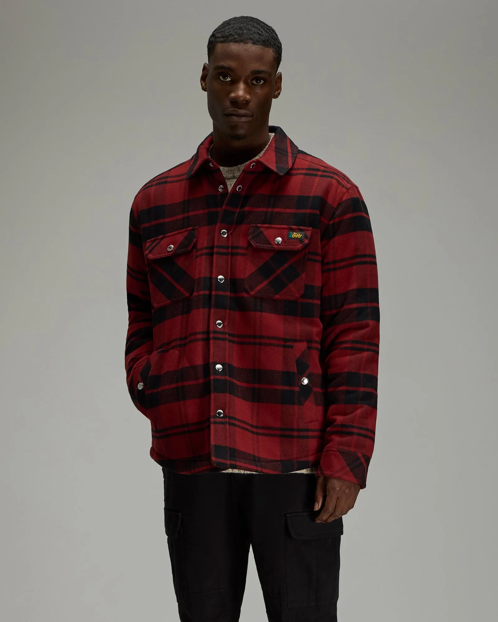 Sherpa Lined Shirt Jacket - Red Plaid sold by OVO product image thumbnail 3
