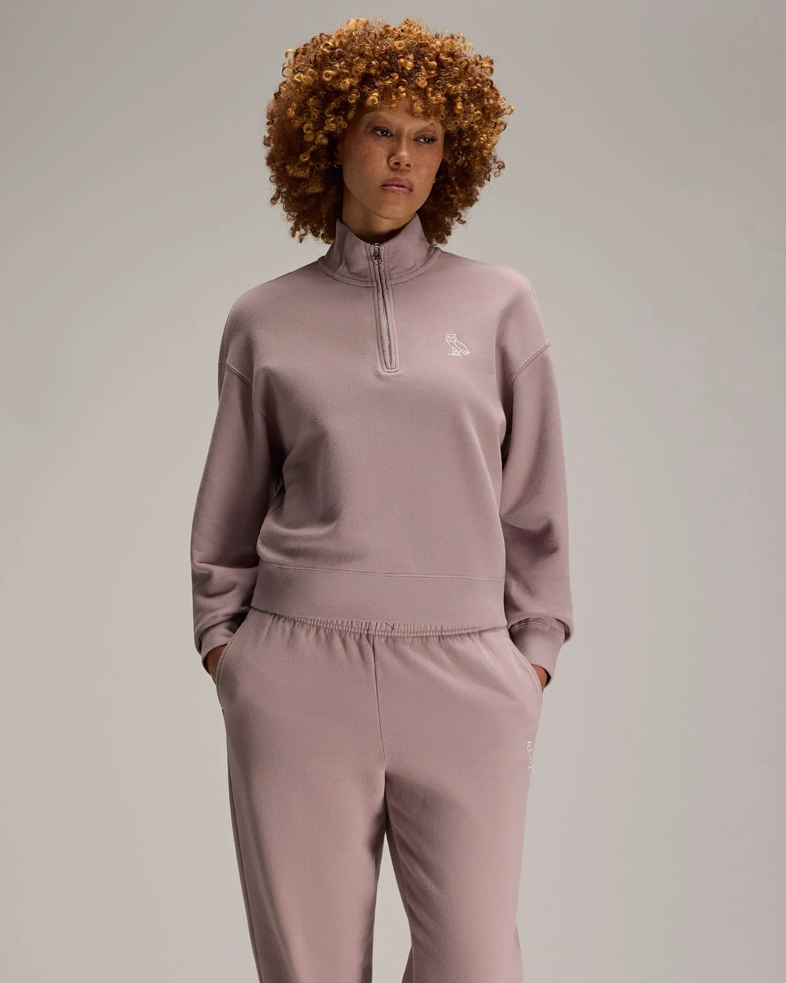 Relaxed-Fit Quarter-Zip Mockneck Sweatshirt - Purple Fog sold by OVO product image thumbnail 3