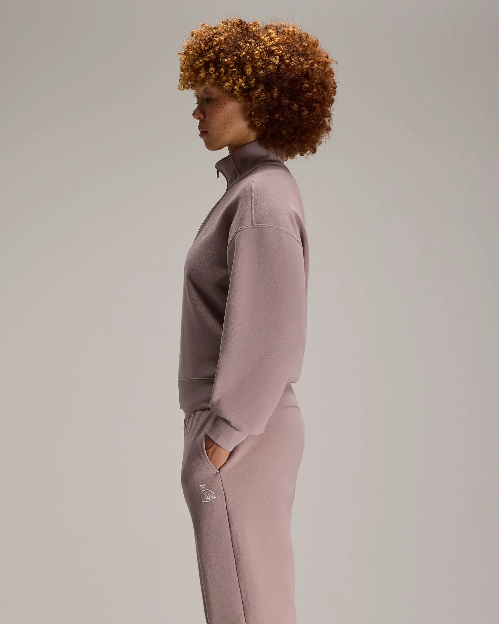 Relaxed-Fit Quarter-Zip Mockneck Sweatshirt - Purple Fog sold by OVO product image thumbnail 4